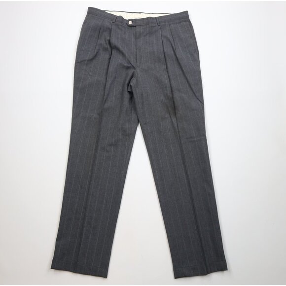 Vtg 70s Mens 38x34 Distressed Worsted Wool Blend Knit Wide Leg Chino Pants USA
